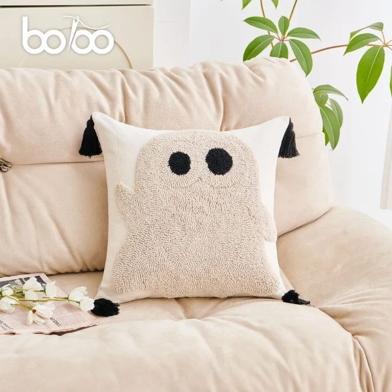 ปลอกหมอนอิงลายผีสำหรับโซฟา ปลอกหมอนปักลายฟักทองขนาดเล็กพร้อมซิป ของตกแต่งบ้านสำหรับวันฮาโลวีน