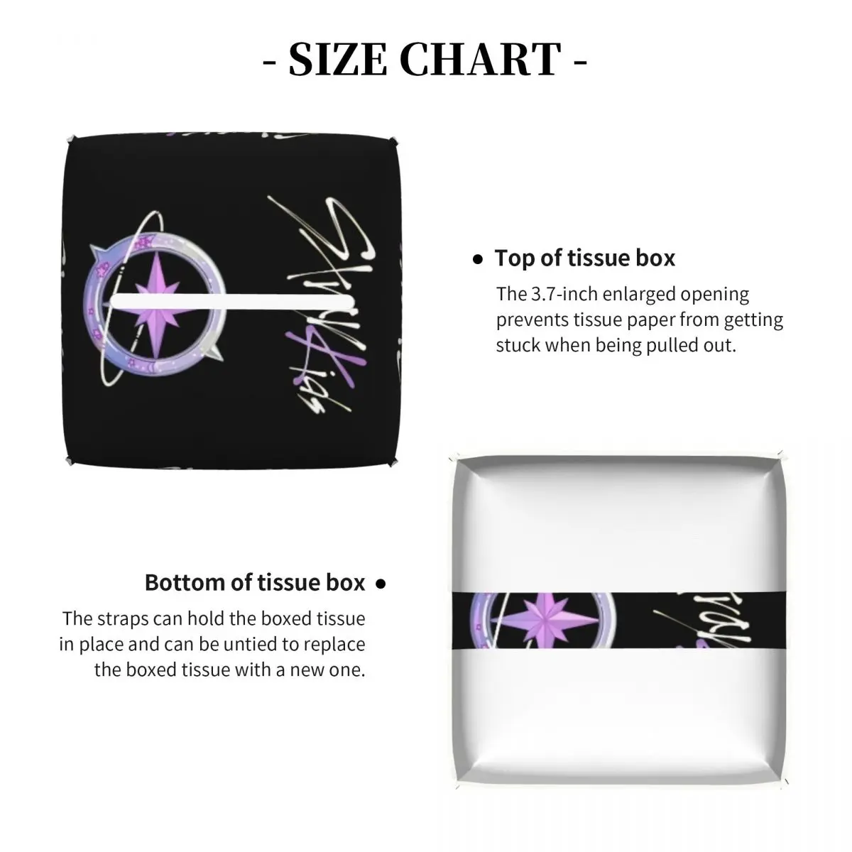 Custom Kpop Stray Kids Logo Tissue Box Cover Square PU Leather Facial Tissue Box Holder for Bathroom Office