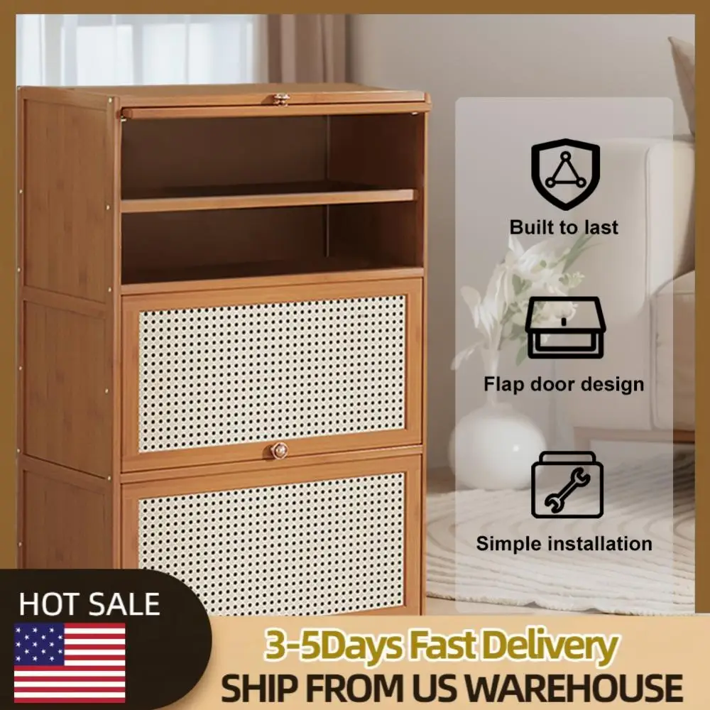 

Shoe Storage Cabinet 7-Tier Freestanding Shoe Organizer Rack Bamboo Free Standing Shoe Storage Shelf for Closet Hallway Entryway