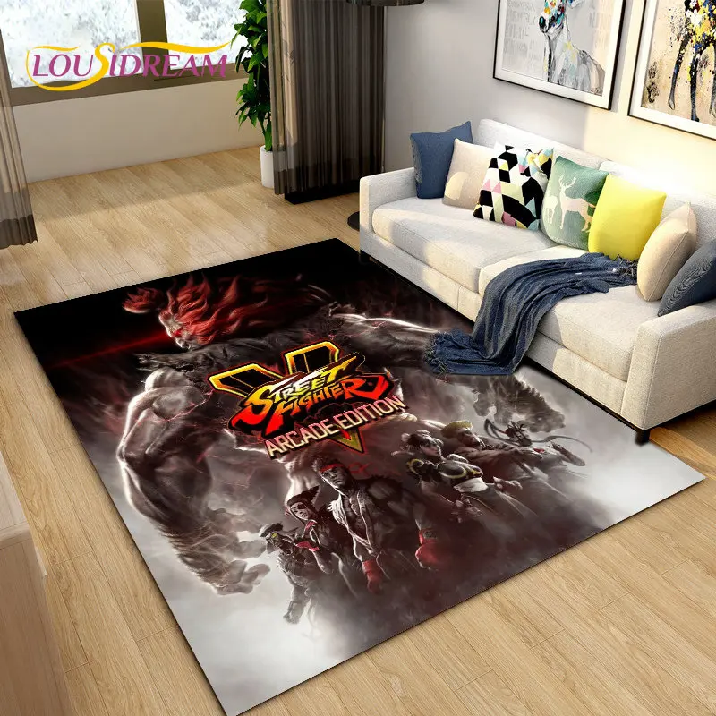 สตรีทไฟเตอร์ Retro เกม Gamer พรมพรมพรมสำหรับห้องรับแขกห้องนอนโซฟาพรมเช็ดเท้าตกแต่ง,เด็กเล่น Non-Slip