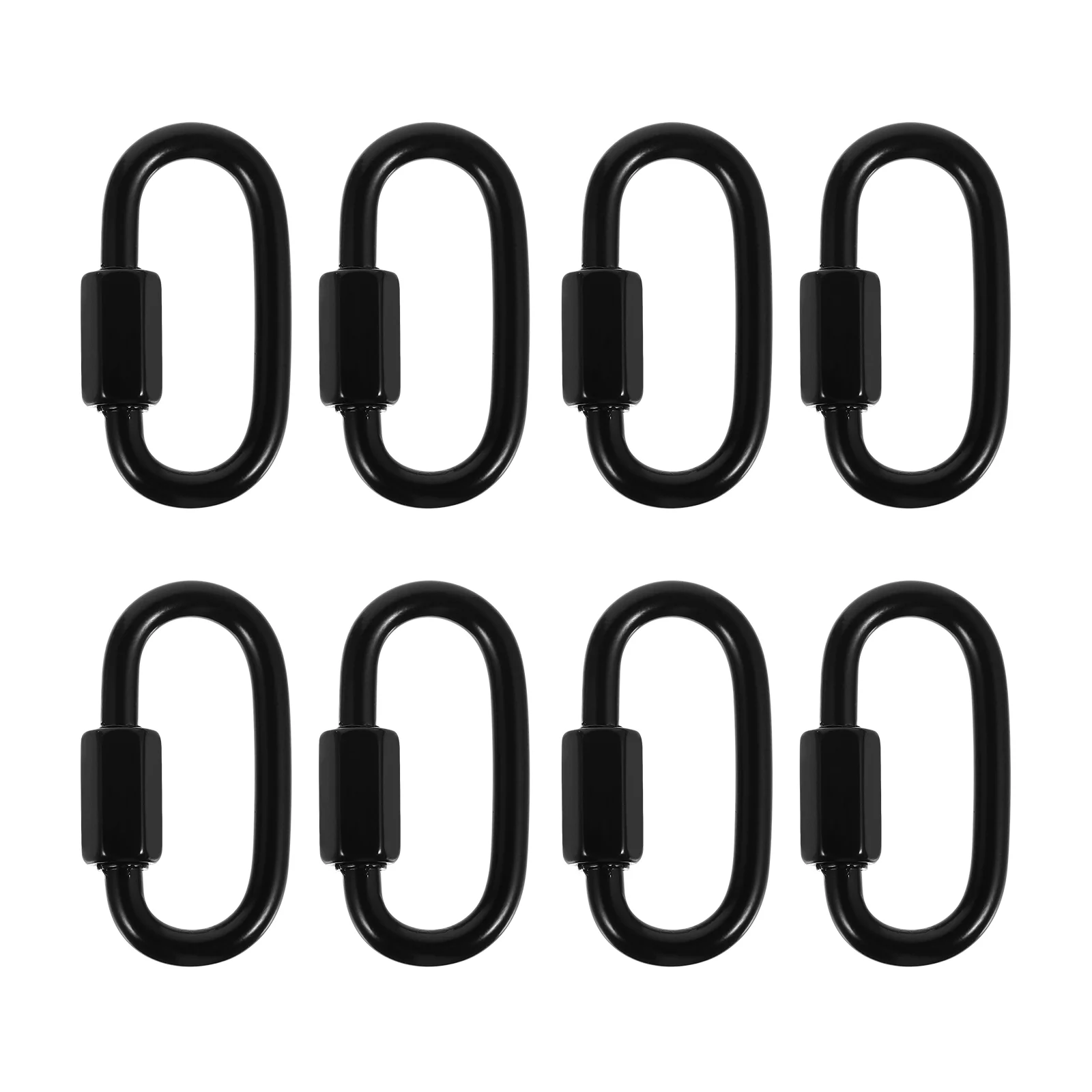 

8 Pcs Carabiner Chain Connectors Fittings Lifting Hooks Safety Links Outdoor Matte Heavy Duty Quick Rope Iron