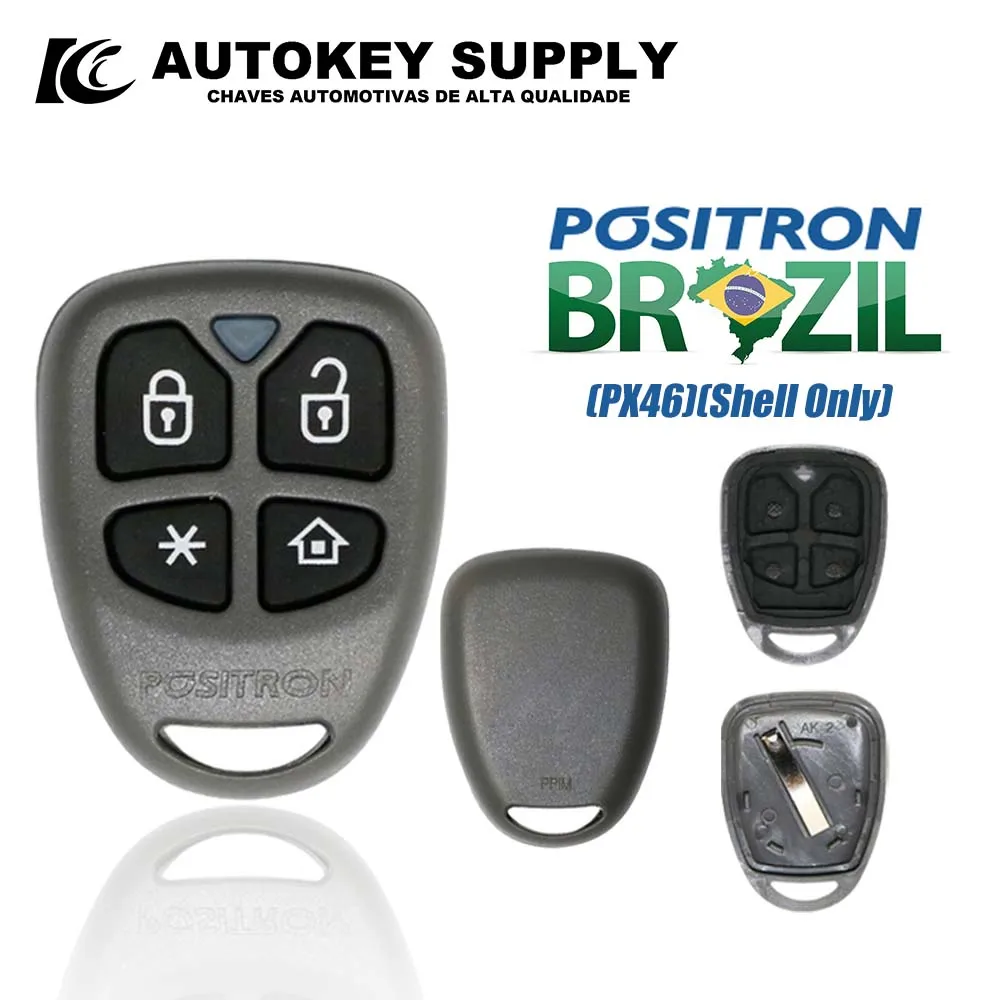 AutokeySupply AKBPS122 DP47 Shell Grey Burglar Alarm 4 Button Control With Battery Clip For Positron Flex