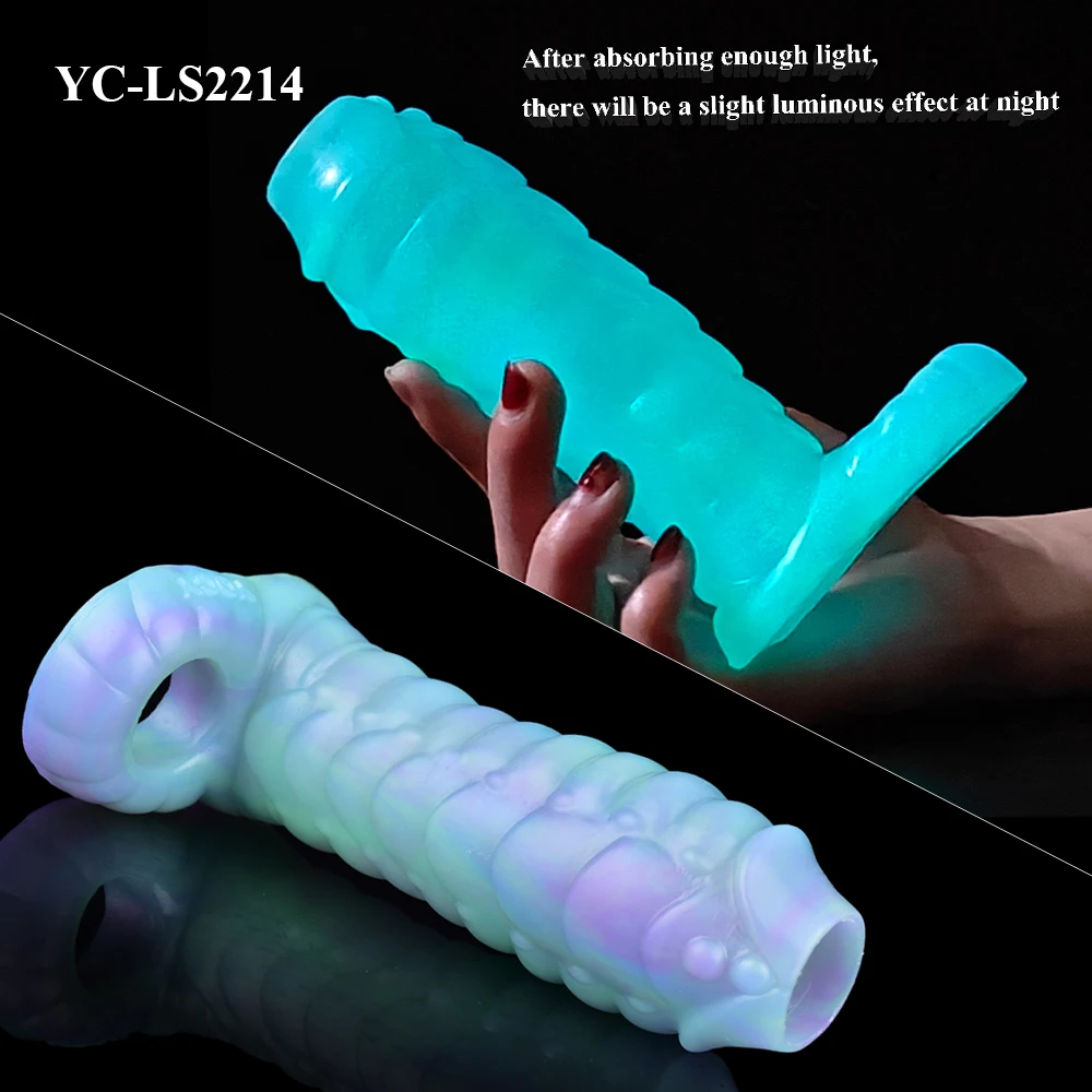 NNSX Luminous Lotus Color Realistic Penis Sleeve Extender Soft Silicone Cock Sleeve Dick Enlargement Delay Ejaculation Sex Toys