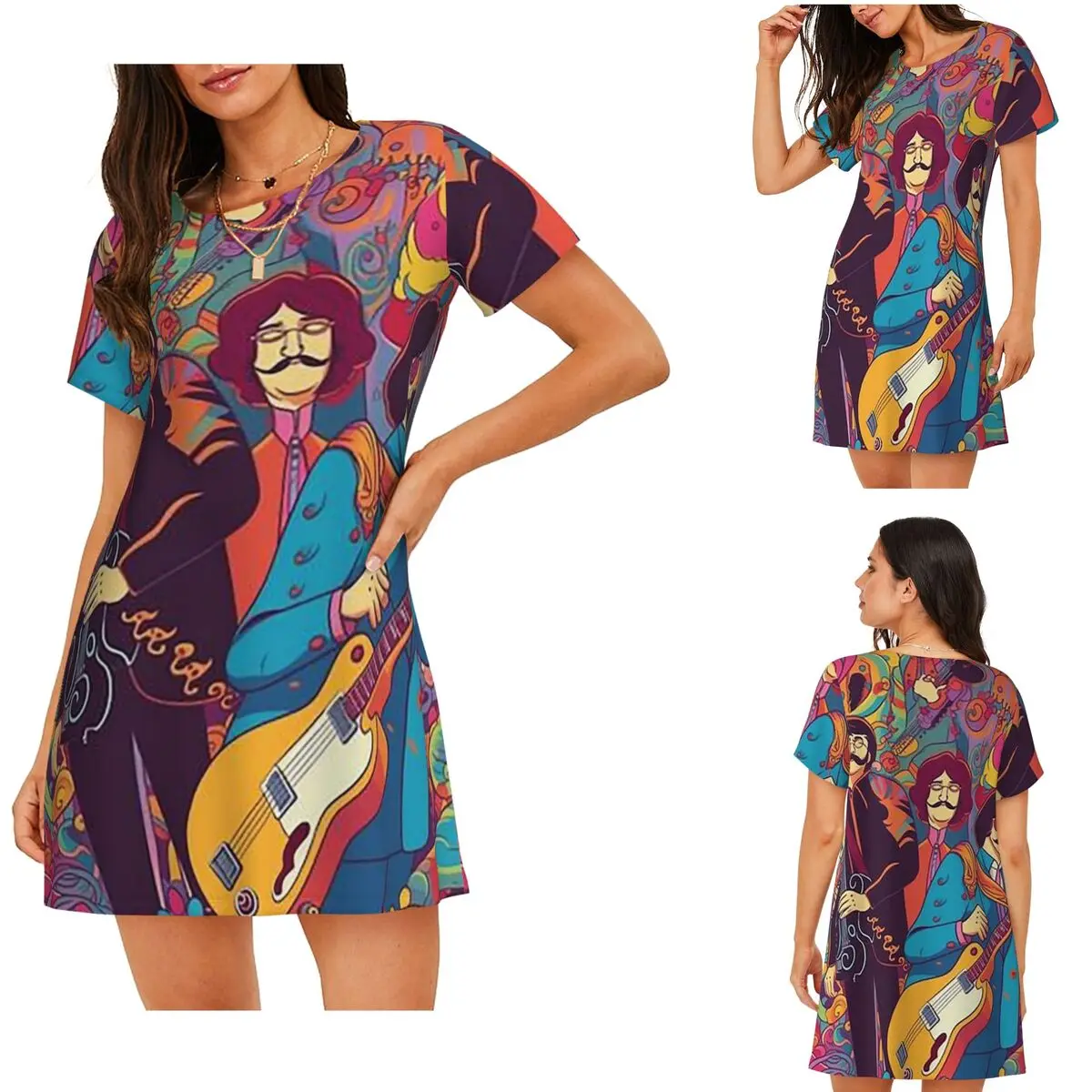 Custom Beatle Submarine Short Sleeves Nightdress For Sleeping Sleepshirts Women Short Sleeve Nightgowns Soft Pajama Dress