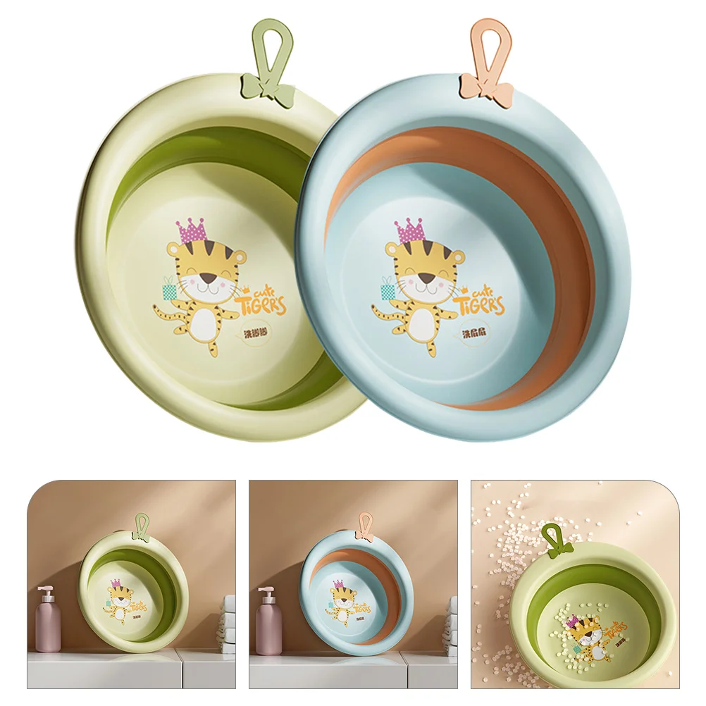 

2 Pcs Baby Folding Washbasin Bath for Infant Sink Pp Face Bathtub Travel Newborn