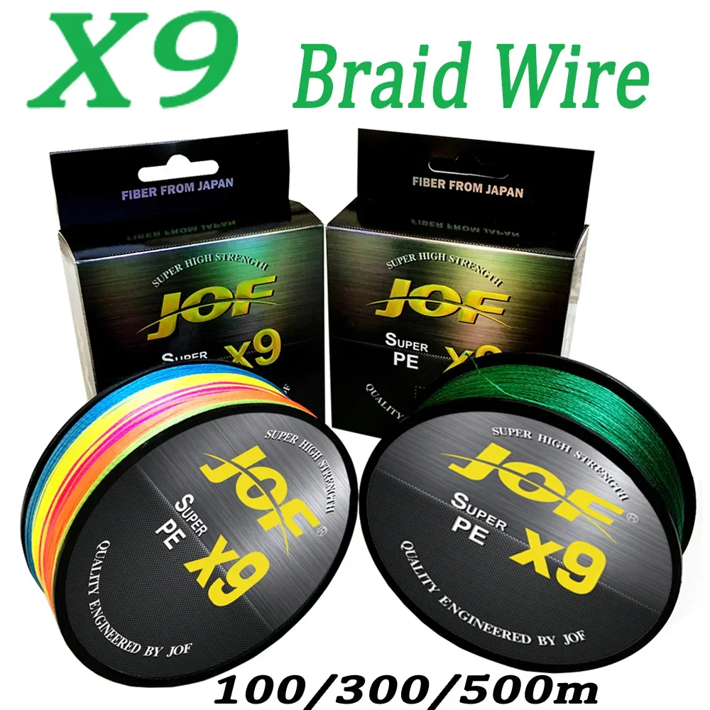 JOF-9 Strands PE Trançado Linhas De Pesca, Super Forte, 500m, 300m, 100m, X9, Alta Resistência, Equipamento De Pesca Marítima, 20-80lb