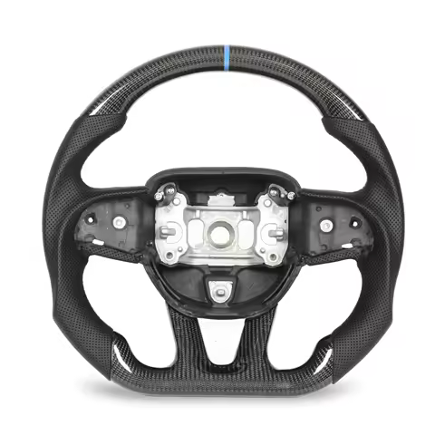 Carbon Fiber Steering Wheel Perforated Leather Replacement for Dodge Challenger Charger SRT HELLCAT 2015‑2022