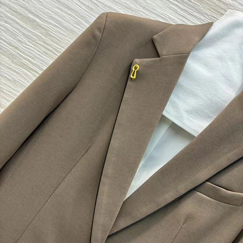 여성 칼라 긴팔 블레이저, 패셔너블하고 다재다능한 루즈핏 재킷 탑, 고품질, 가을, 신상, 2025