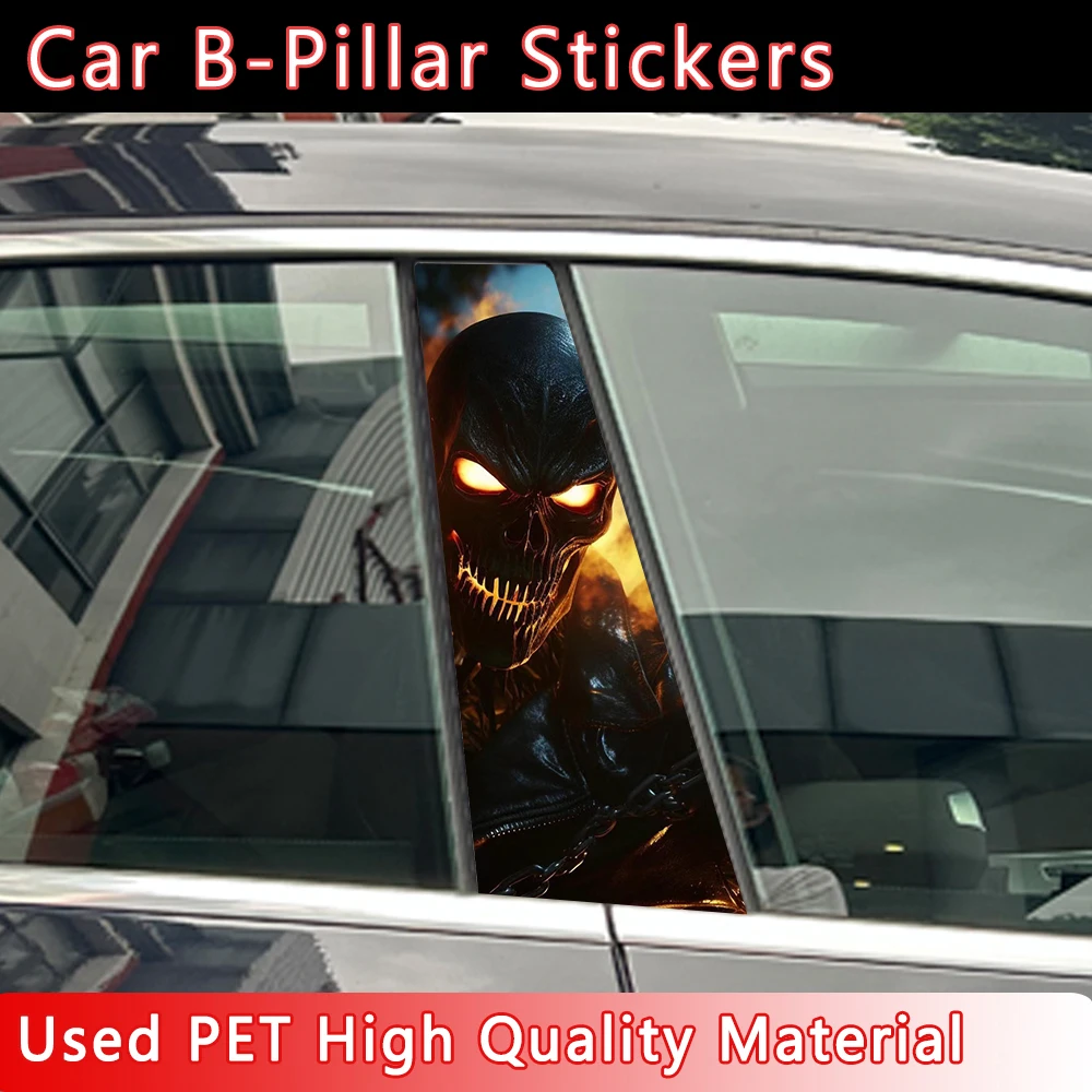 Gothic Skull Couple Car Stickers B-pillar Sunscreen DIY Auto Center Column Cover Scratches Cartoon Decoration Accessories