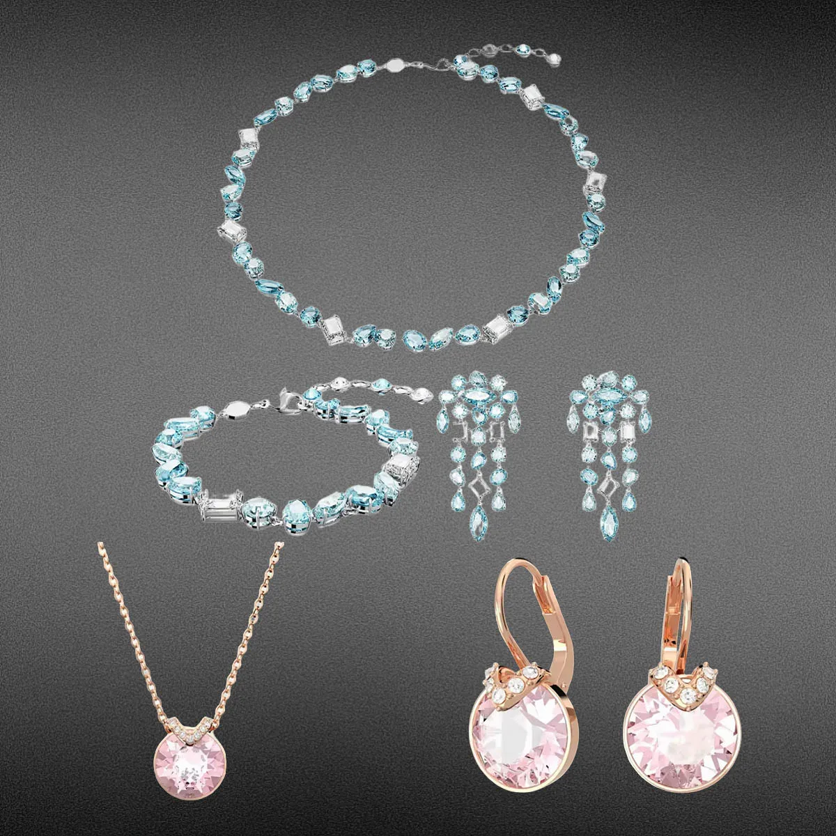 

2025 New Unique Design Zircon Necklace Earnail Bracelet Jewelry Set for Men and Women, Couple Style, Essential for Daily Wearing