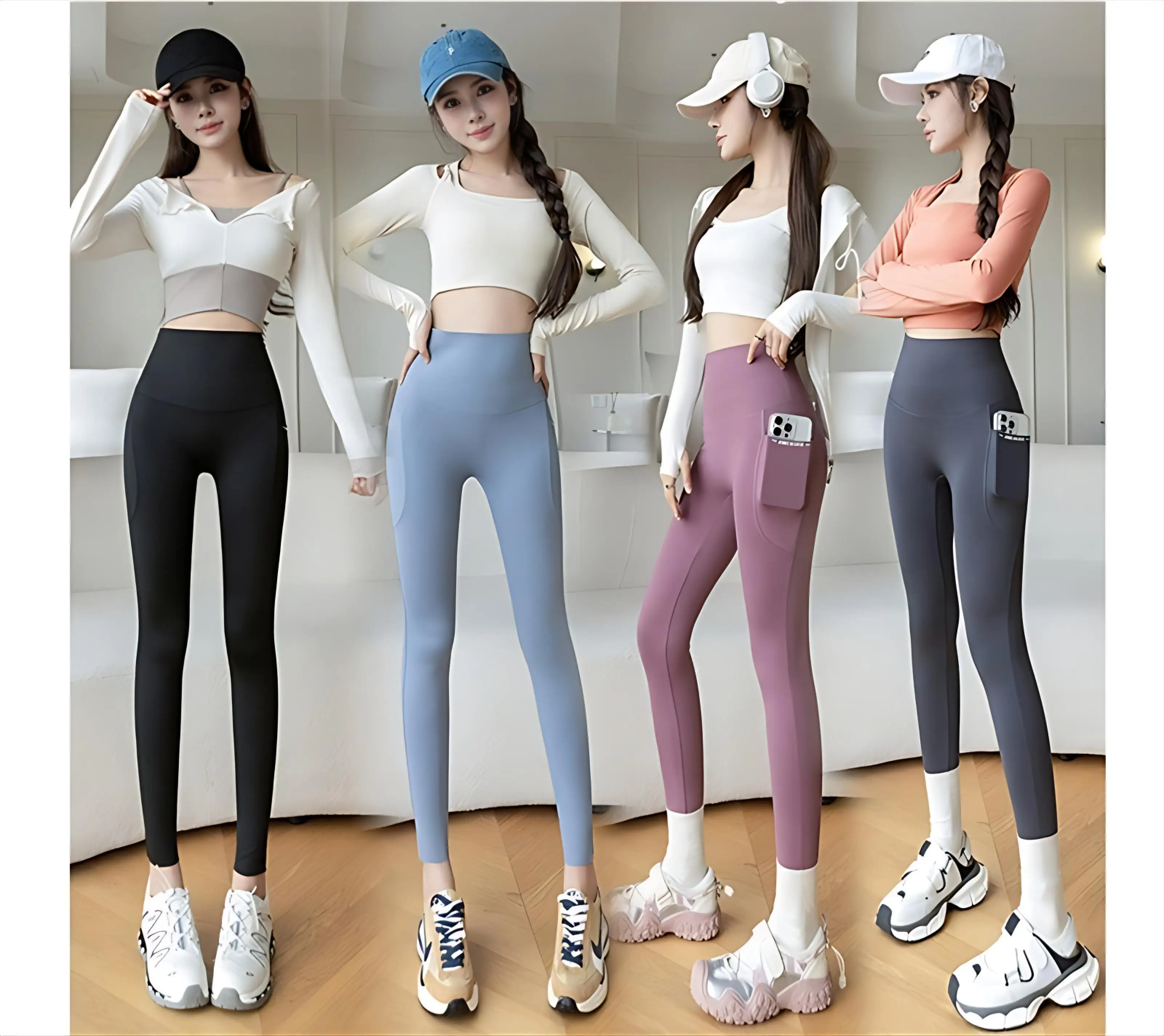 Yoga Pants Autumn Winter Women Festive Plain Hip-Lift Speed-Dry Cartoon Comfortably Utility A-Line Plush-Lined Anti-Pilling Vibe
