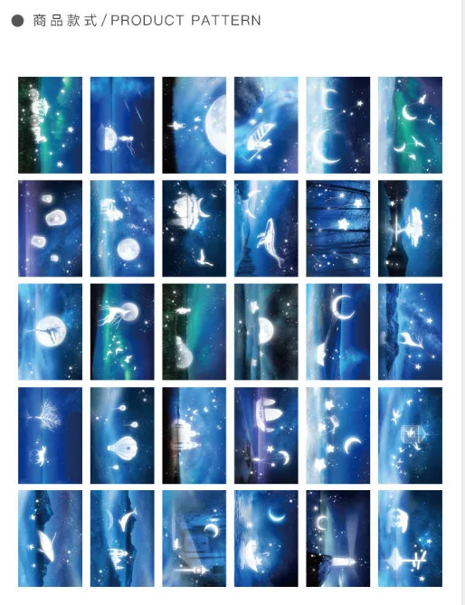 30 Pcs Creative Glowing Postcard Birthday New Year Gift Wish Card Greeting Card Cartoon Theme Post Card For Decoration Message