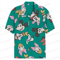 Summer New Disney Mickey Mouse Donald Duck Cartoon Pattern Vacation Style Boys and Girls Shirts KID/Adult Casual Street Retro