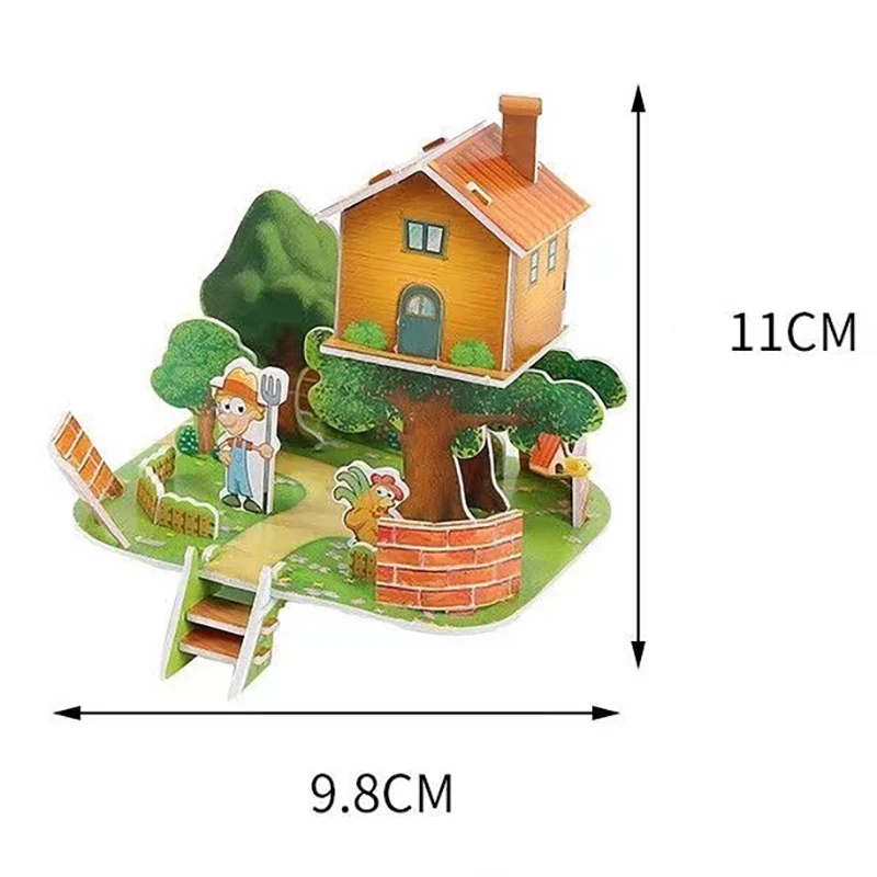 3 Stück Papier drei dimensionale Puzzle-Blöcke DIY Hütte Kindergarten Kinder handgemachte pädagogische Spielzeug kreative Gebäude Modell