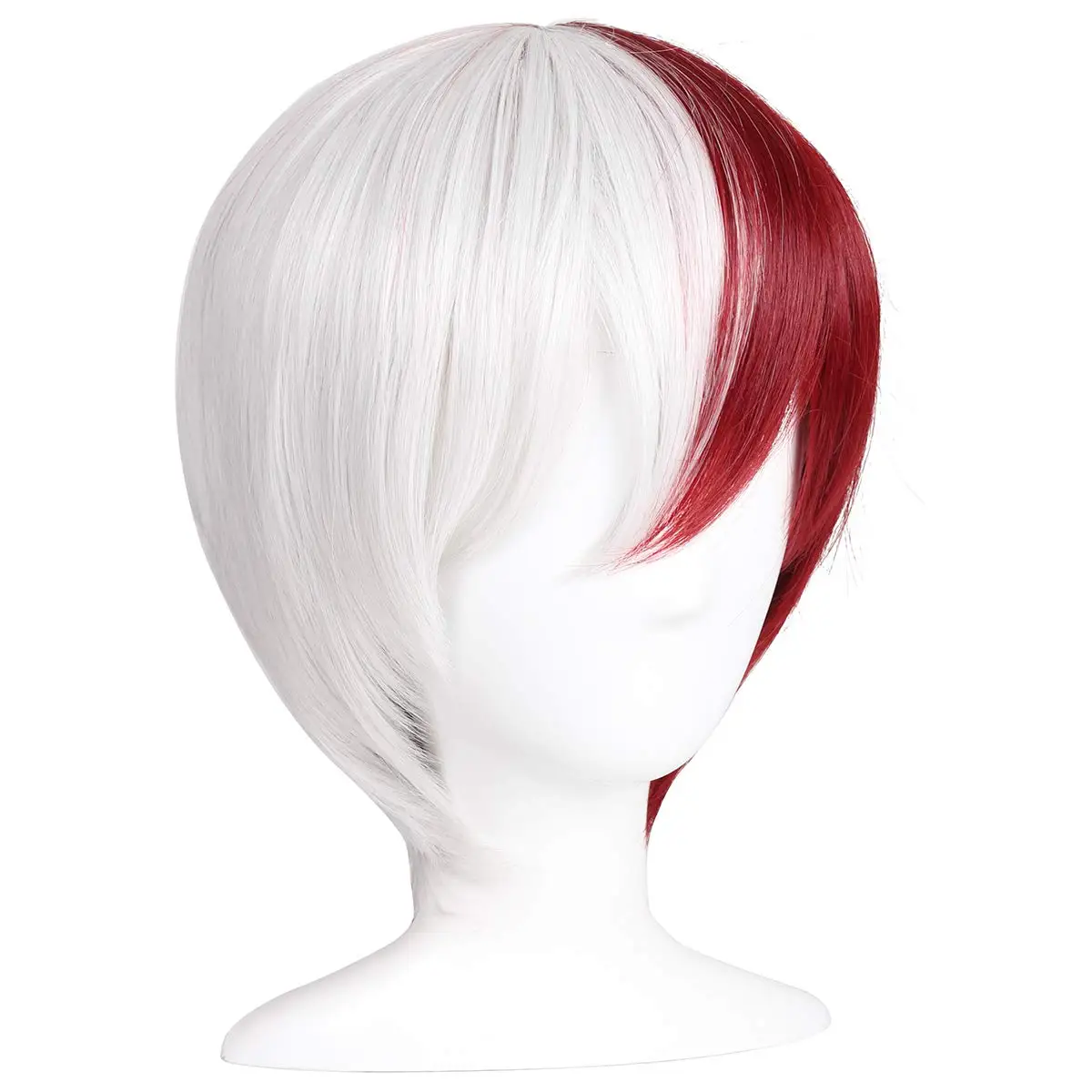 Anime Todoroki Shoto Half White Half Red Anime Wigs for Halloween Cosplay Womens Cosplay Wig Synthetic Wigs for Costume Party