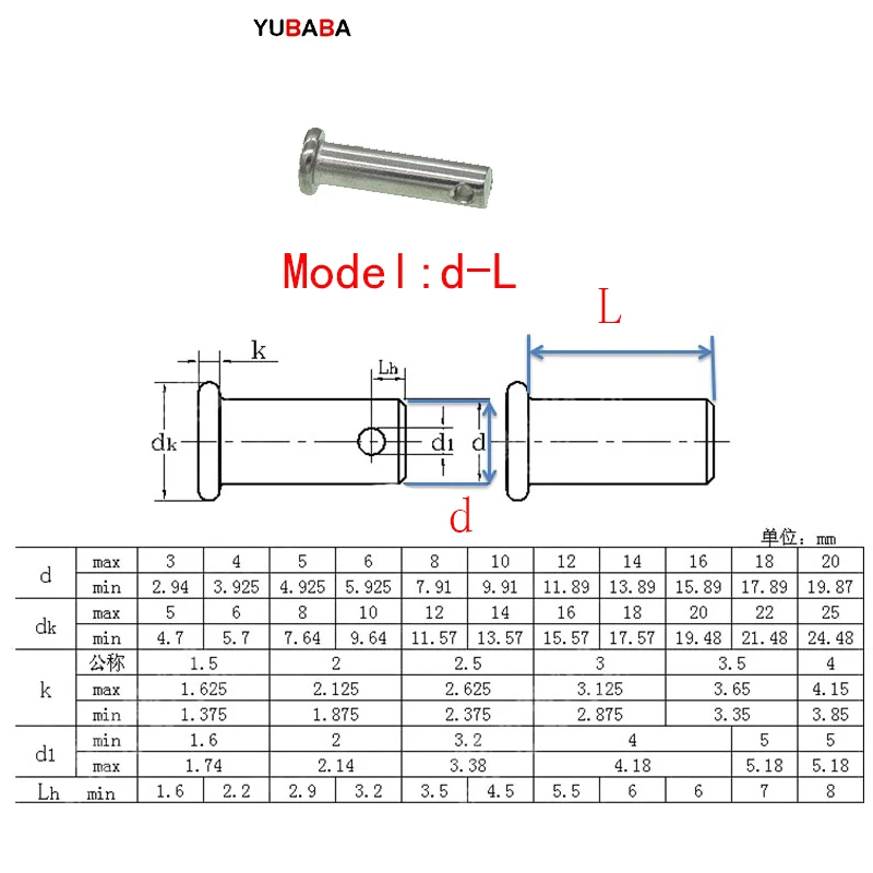 M5 M6 M8 とクレビスピンヘッド 304 ステンレス鋼シャフトフラットヘッド穴ピンボルトピン円筒ピン