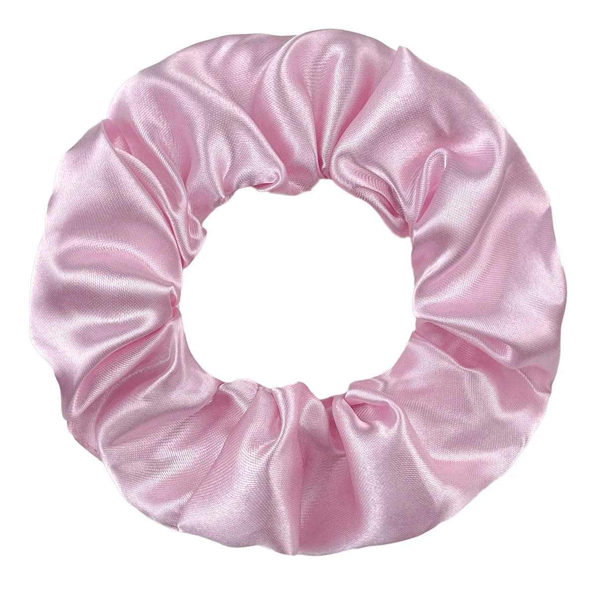 Korean Trendy Pink Satin Elastic Hair Bands Scunchies Ponytail Holder Scrunchy Hair Ties  Women Girls Headwear Ponytail Holder