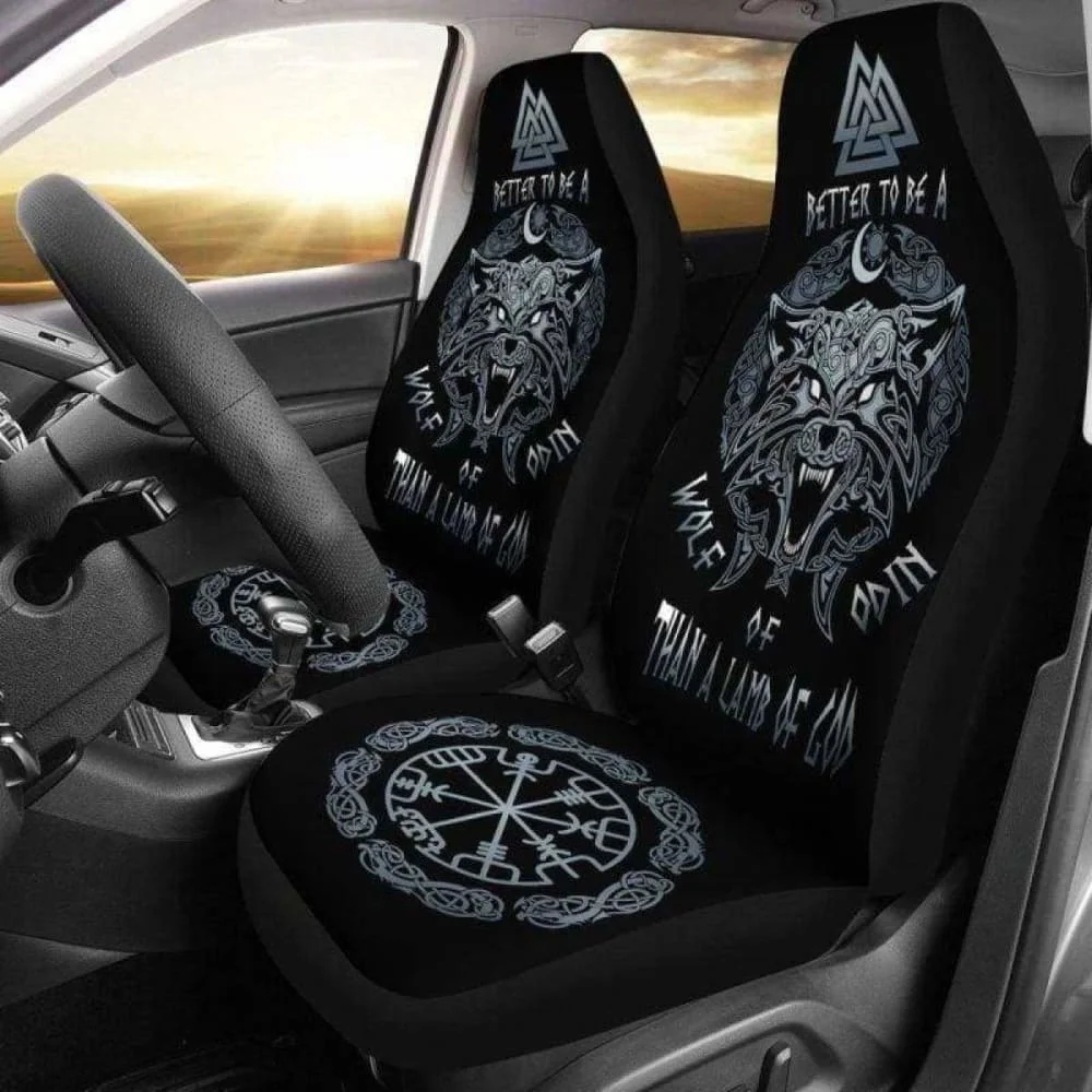 Viking Fenrir Vegvisir Car Seat Covers,Pack of 2 Universal Front Seat Protective Cover