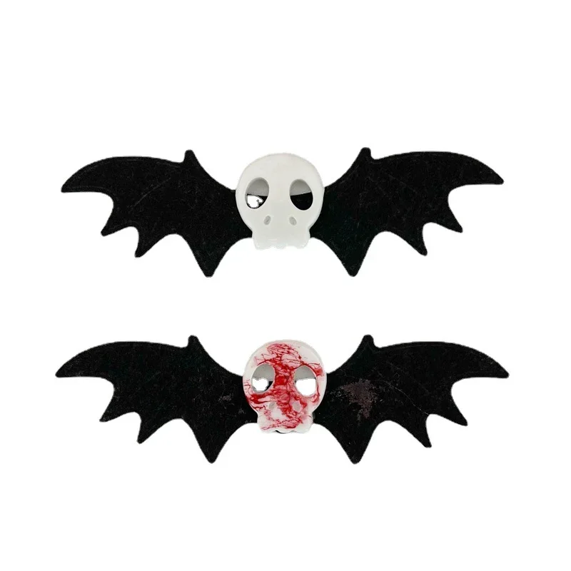 1/4pcs Skull Bat Hair Clips Gothic Duckbill Clips Halloween Angel Bat Hair Barrettes Lolita Hairpin Creative Hair Styling Tools