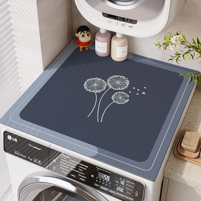 Tapis de protection VIKAMA minimaliste à motif pissenlit pour lave-linge, imperméable, antidérapant, pour sèche-linge et réfrigérateur, anti-poussière, décoratif