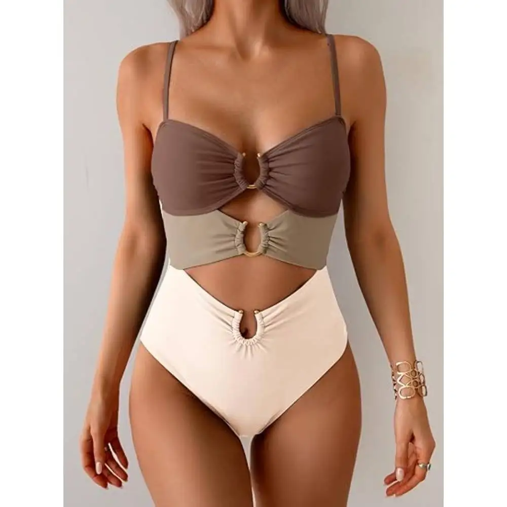 

Cikini One Piece Buckle Bikinis Set Sexy Swimsuit Hollowed Out Summer Beach Swimwear Bathing Suit For Women