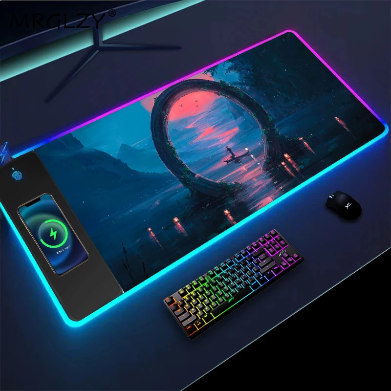 Large Mouse Pad Wireless Charging Setup Gaming Gamer Room Decoration The Gate To Serenity Laptop Accessories Computer Mat