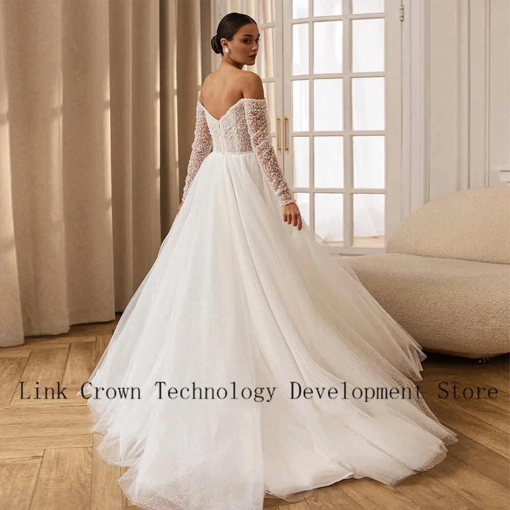 Charmig Strapless Wedding Dresses for Ladies Elegant A Line Bridal Gowns Exquisite Full Sleeve Vestidos De Novia 2025 Summer New