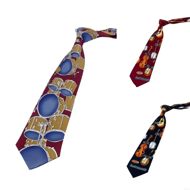 

L5YC Unique Music Pattern Men's Tie Comfortable Soft Polyester Necktie for Party