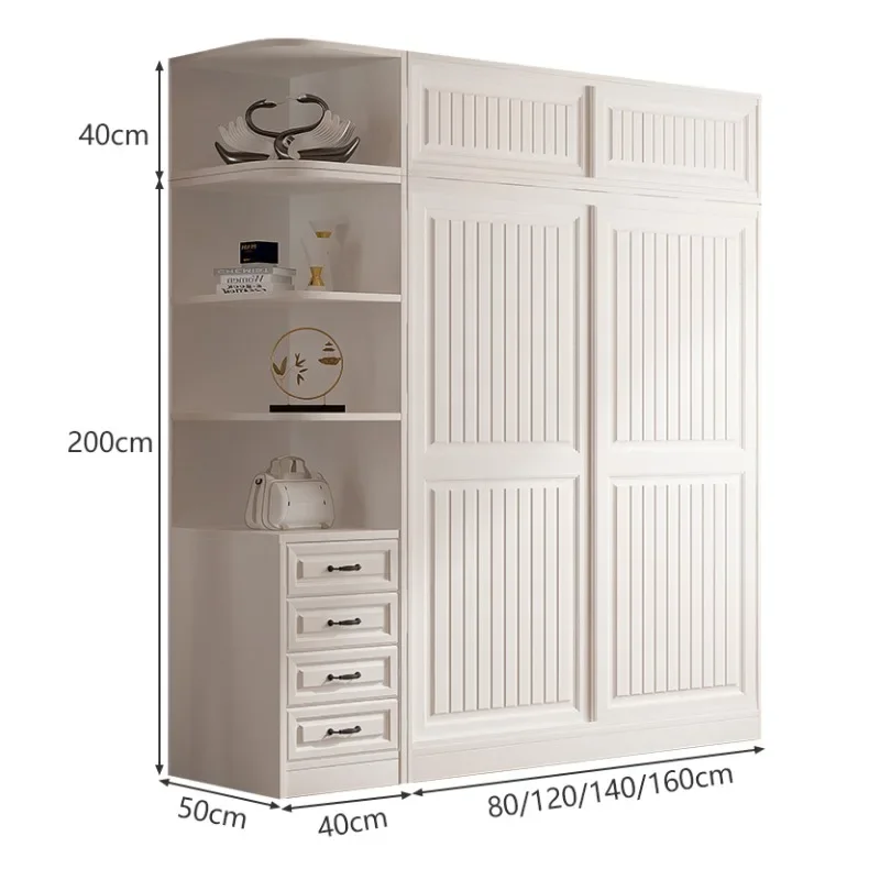 European sliding door wardrobe household bedroom rental room small apartment solid wood cabinet free installation custom wardrob