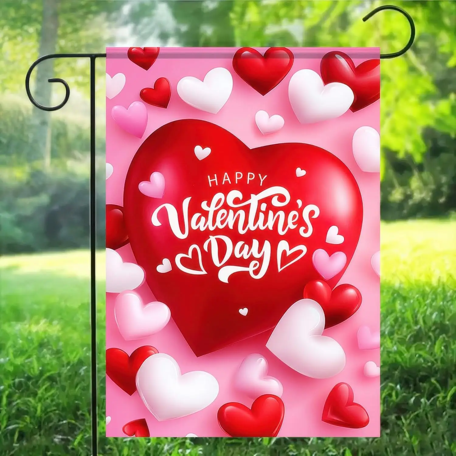 Happy Valentine's Day Garden Flag Red White Love Hearts Yard Flag 12 x 18 Inch Love Combination Valentine Garden Flags D IIK yyi