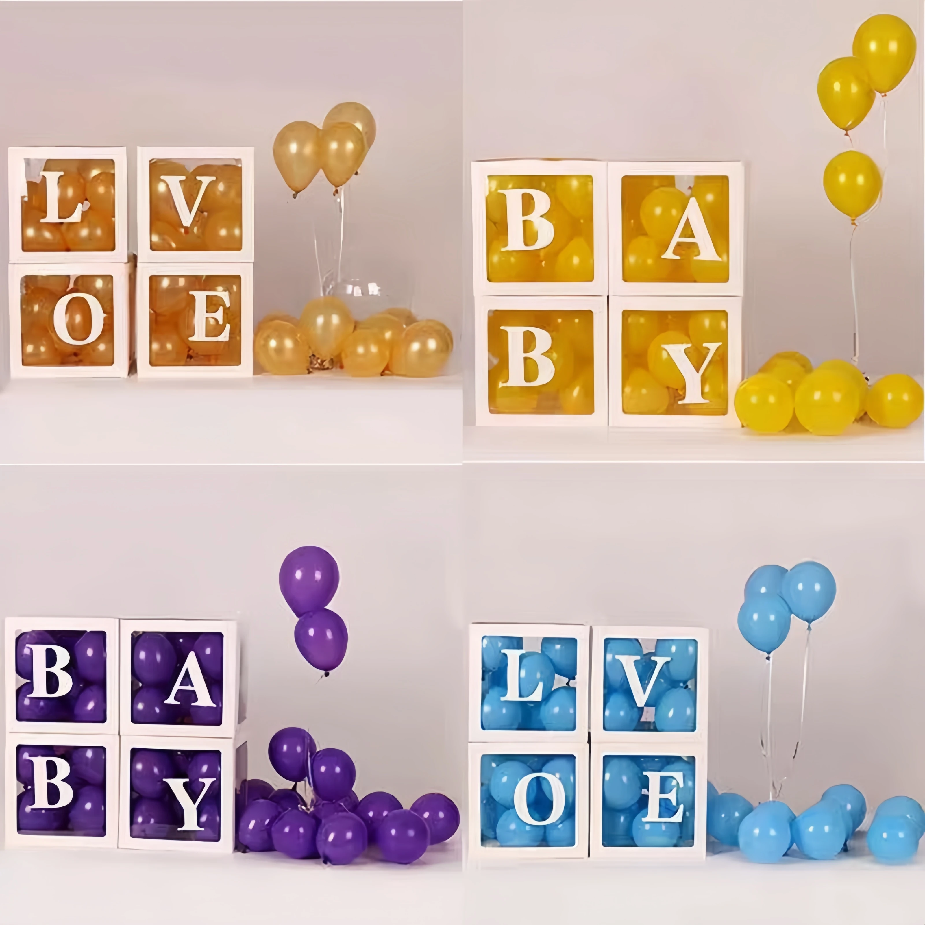 Customizable Transparent Balloon Box - Perfect for Baby Showers, Birthdays, and Weddings (25/27cm, A-Z Letters)