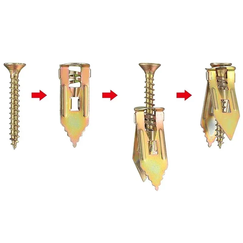 Expansion Anchor Bolt Studs20/50set Hammer Driver Anchor with Screw Hollow Wall Plug Nail-in Drywall Gypsum Plasterboard Fixing