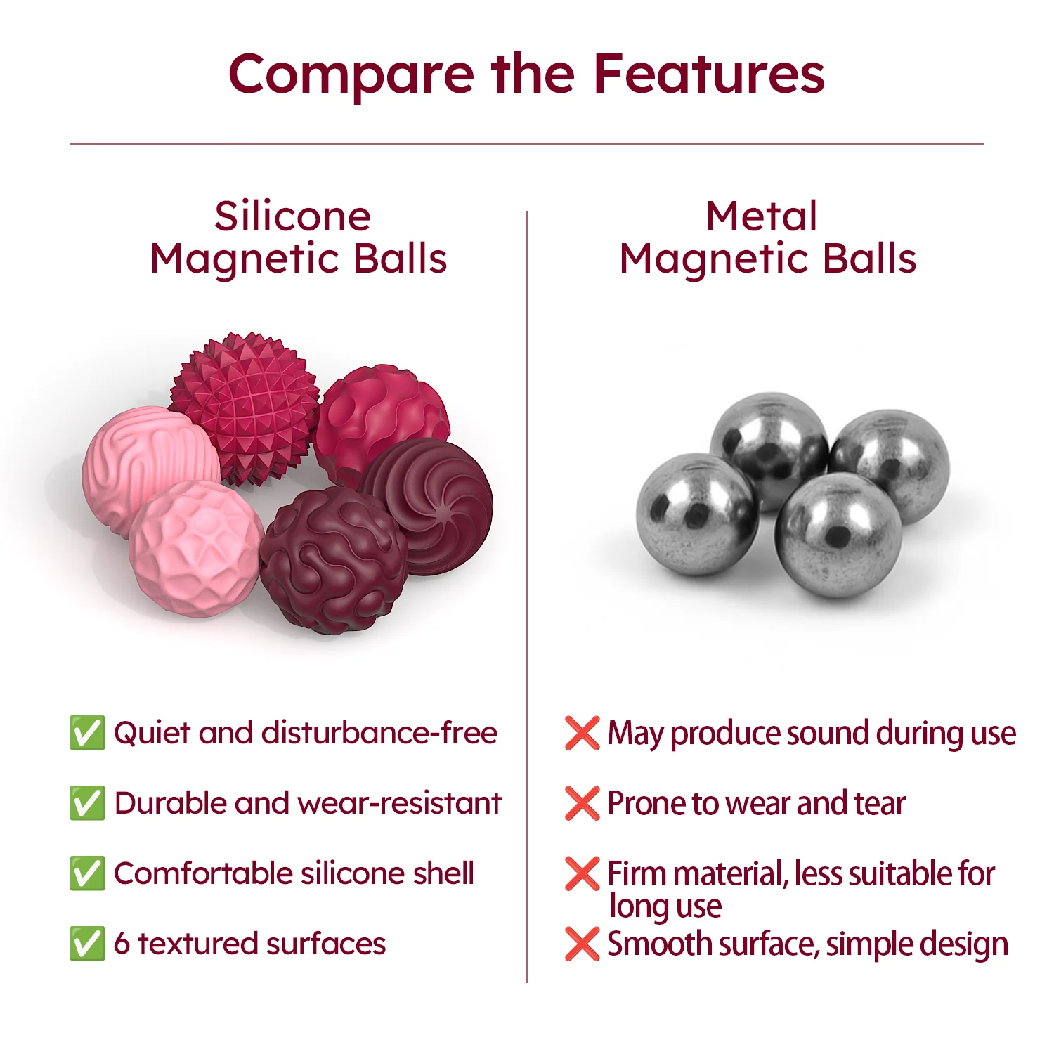 Silikon-Magnet-Sensorikbälle Fidget-Spielzeug Beruhigungsball für Autisten Angstlinderndes Stress-Sensorik-Spielzeug – Detail 2