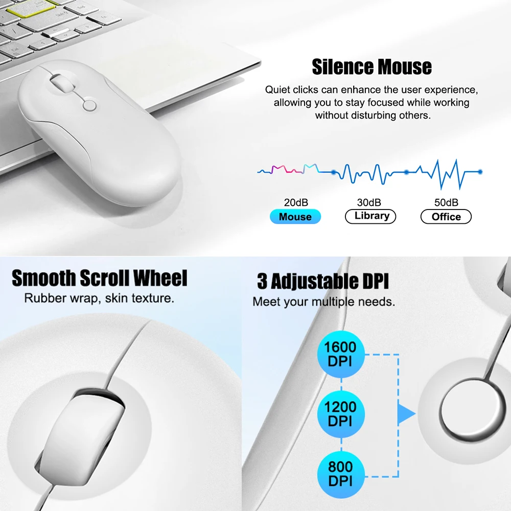 เลฟอน 2.4G เมาส์ไร้สายมินิคอนฟอร์ทีเบิลกริปเมาส์เงียบแบบชาร์จไฟได้ USB เมาส์เกมเมอร์สำหรับแล็ปท็อปเดสก์ท็อปสำนักงานใช้ในบ้าน