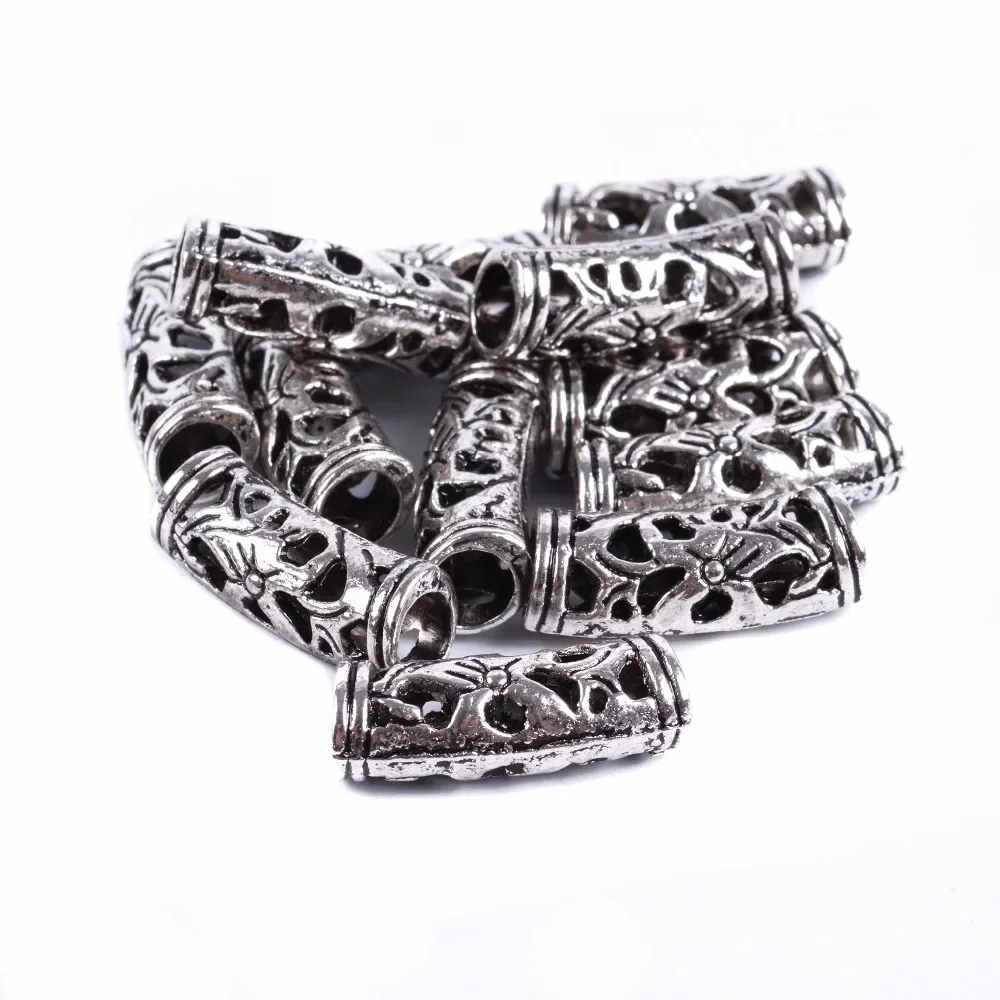 12pcs  5mm Hole  Alloy African Hair Rings Beads Cuffs Tubes Charms Dreadlock Dread Hair Braids Jewelry Decoration Accessories