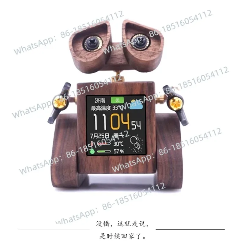 

WIFI Weather Alarm Clock Table Tide Play SD2 Holiday Birthday Gift Smart Creative Walnut Wall-E Robot