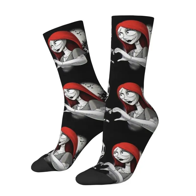 Fun Mens Jack And Sally Halloween Dress Socks Unisex Warm Comfortable 3D Printed The Nightmare Before Christmas Crew Socks