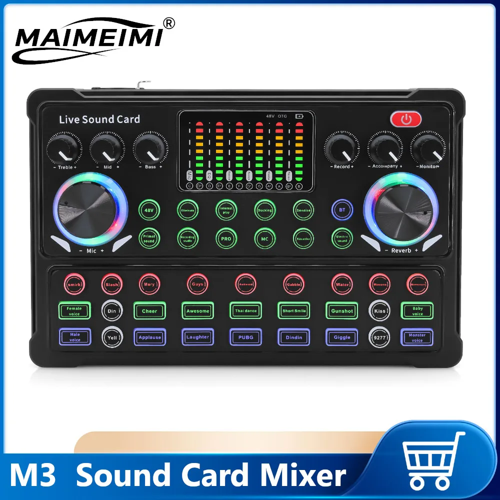 

M3 Live Sound Card Studio Record Pro Soundcard Bluetooth-compatible Micro Mixer Voice Changer Live Streaming Audio Mixer Karaoke
