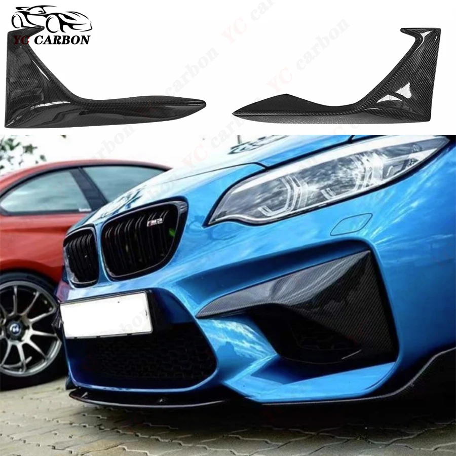 For BMW M2 F87 2014-2021 High quality Carbon Fiber wrap angle Car Front Bumper Splitter Corner Trim Cover Front Chin