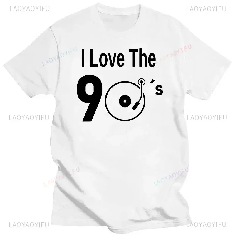 Vintage Printed Fashion I Love The 90´s T Shirt for Men Summer Novelty Male T Shirts Round Collar Short Sleeve Graphic Tee Top