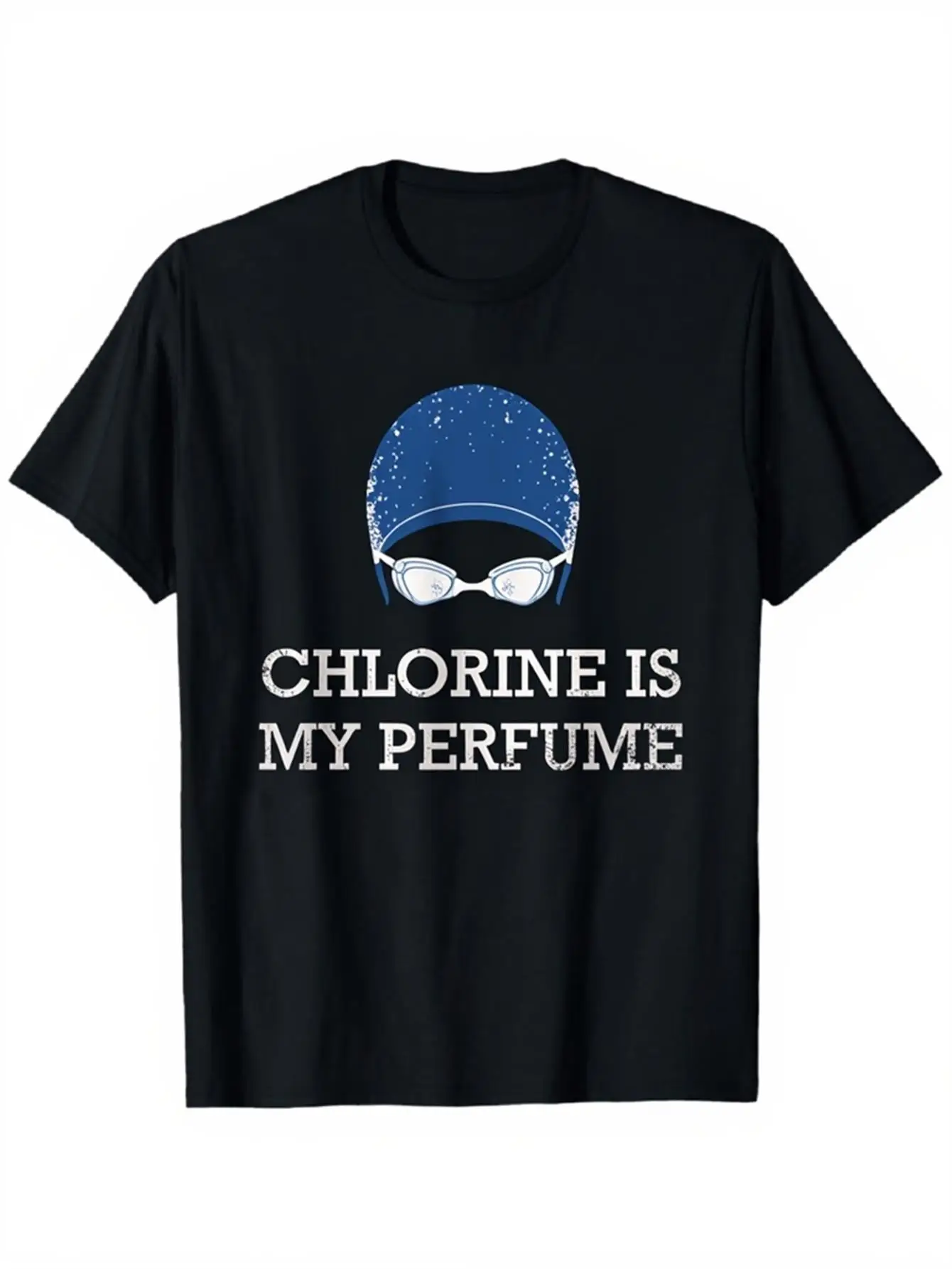 

Men's Chlorine Is My Perfume Graphic Tee Swim Lover Printed Tee Lightweight Crew Neck Short Sleeve Shirt Casual Summer Top