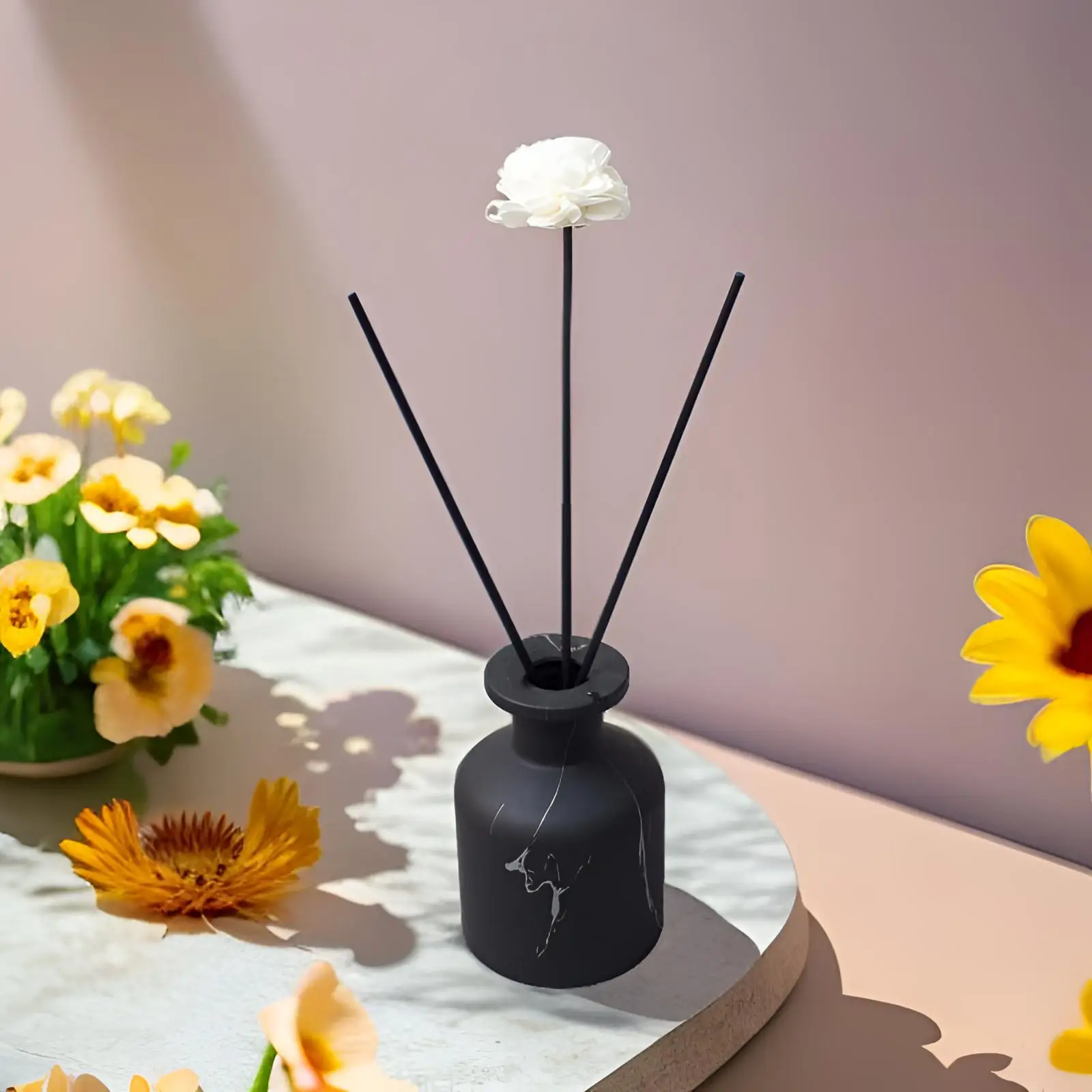 1pc Black Porcelain Bottle With Rattan Branch Fragrance, Fresh And Long-Lasting Fragrance For Home Use, Westin White Tea.