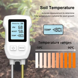 3 In1 Soil PH Tester LCD Screen Soil Moisture Meter Plant Temperature Environment Humidity Meter for Gardening Lawn Farming