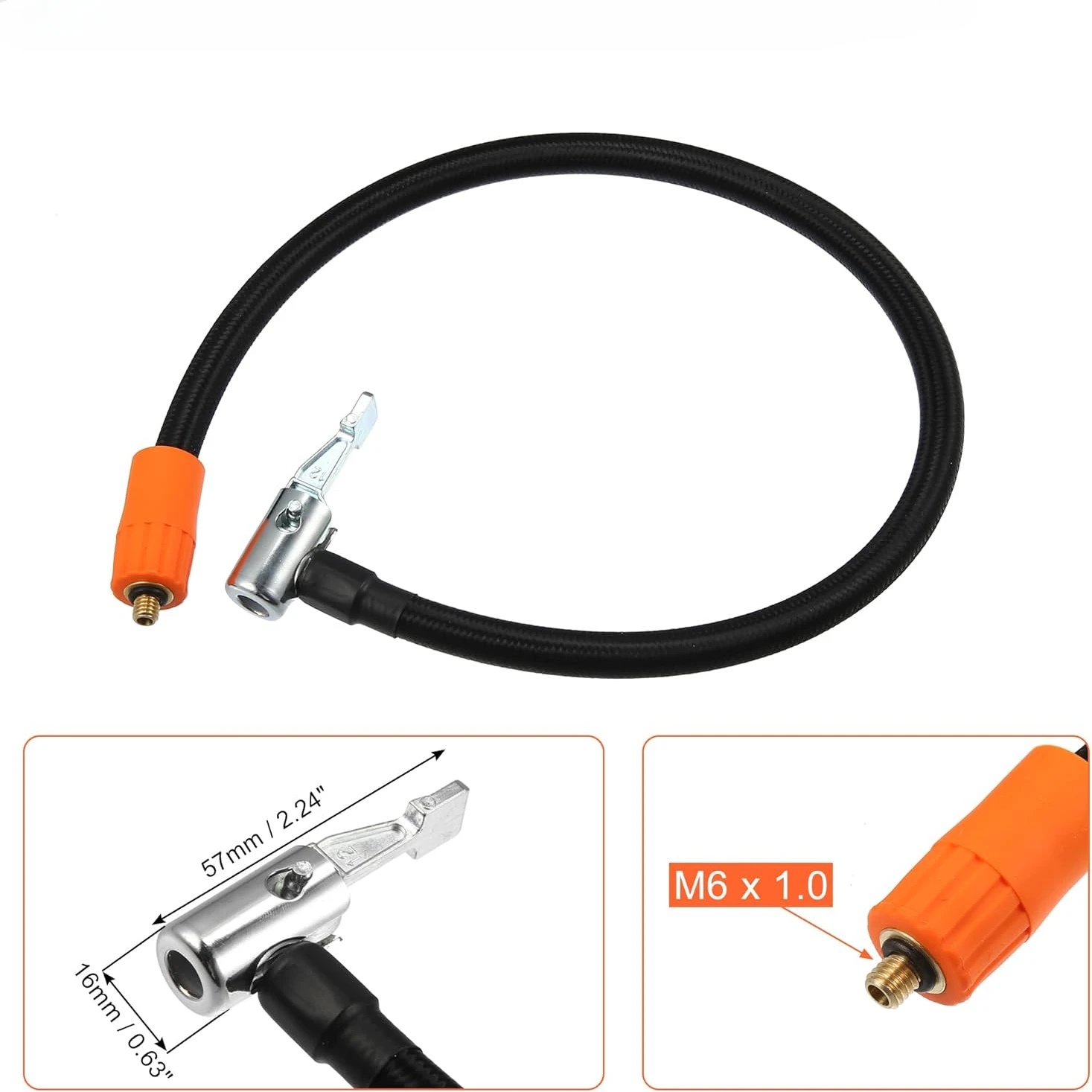 16/20/30/40/60/80cm Thread Extension Inflation Tube, Standard Tire Valve Fine Teeth, Suitable For M6 Thread Integrated Air Pump