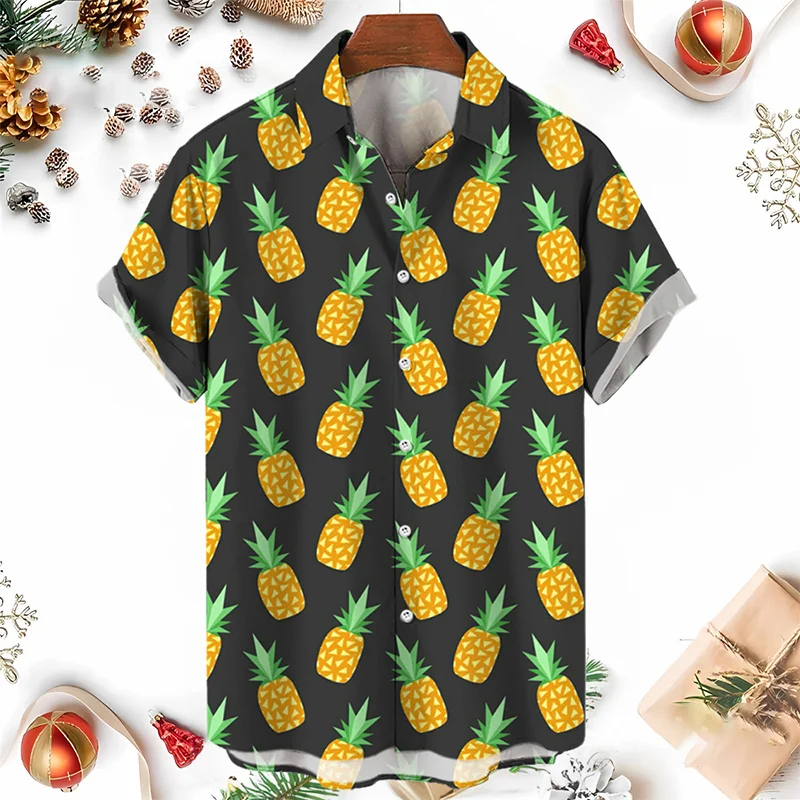 Men\'s Shirts 3D Fruit Pineapple Printed Shirts For Women New Summer Funny Streetwear Short Shirts Y2k  Mens Hawaiian Clothing