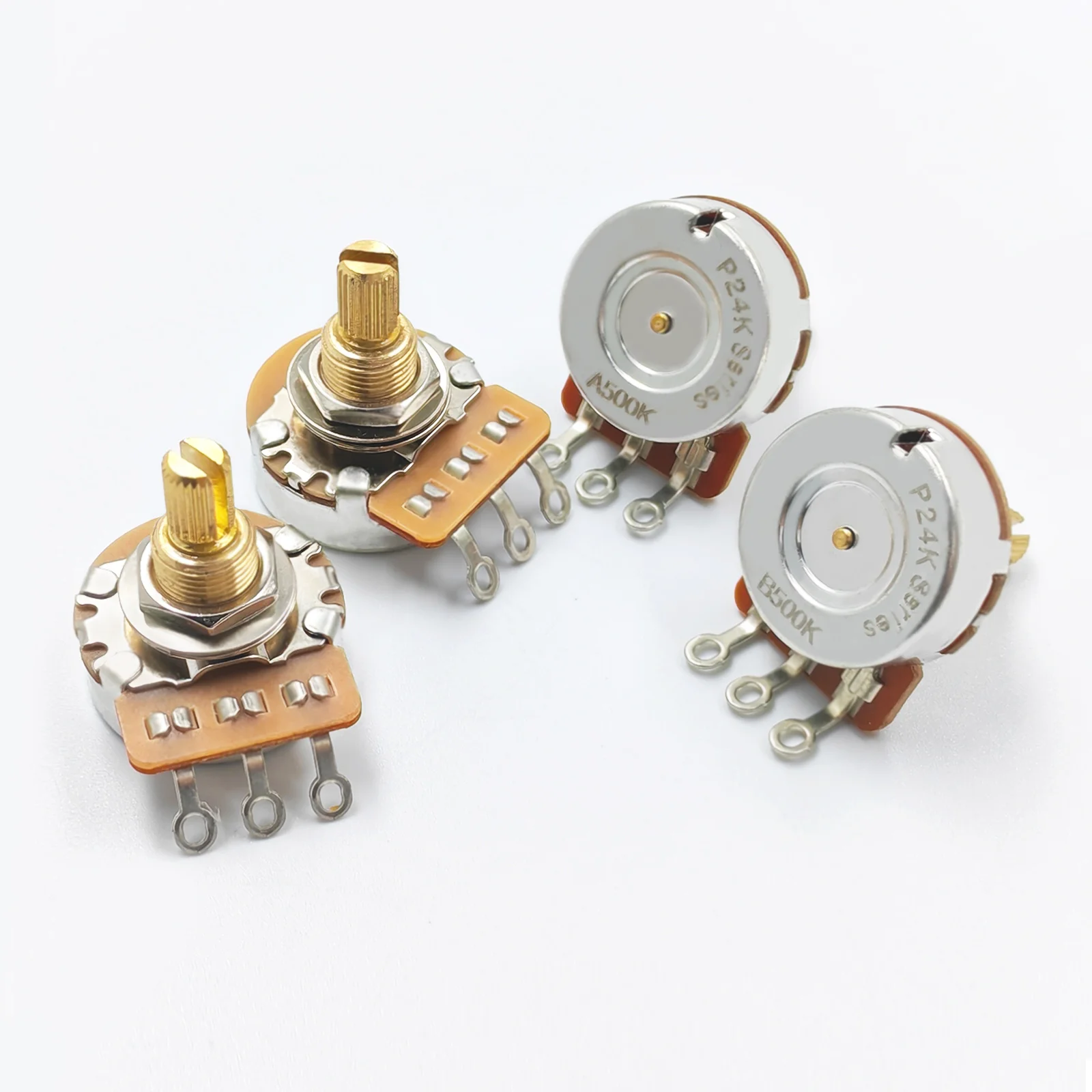 PHRILAM 24 سن نحاس 3/8 بوصة عمود قصير 15.5 مللي متر مقياس جهد الجيتار 250 كيلو/500 كيلو اختيار ، مقياس جهد عمود النحاس البريطاني #3