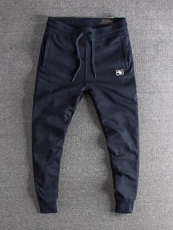 

Мужские хлопковые спортивные штаны, осенние длинные брюки для домашнего отдыха, удобные спортивные брюки с вышитыми надписями на маленькой ножке