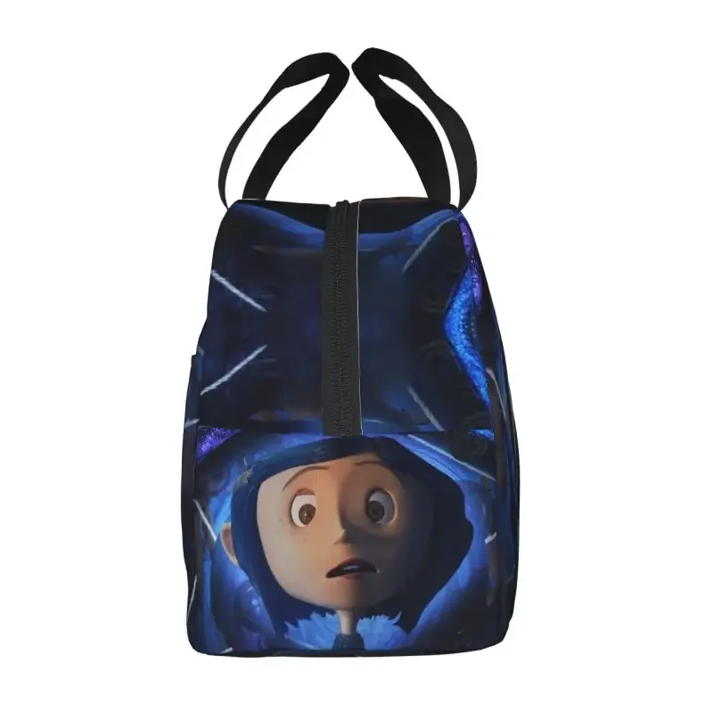 Horror Movie Coraline Lunch Bag Reusable Thermal Cooler Insulated Bento Box For Women Kids Food Tote Bags