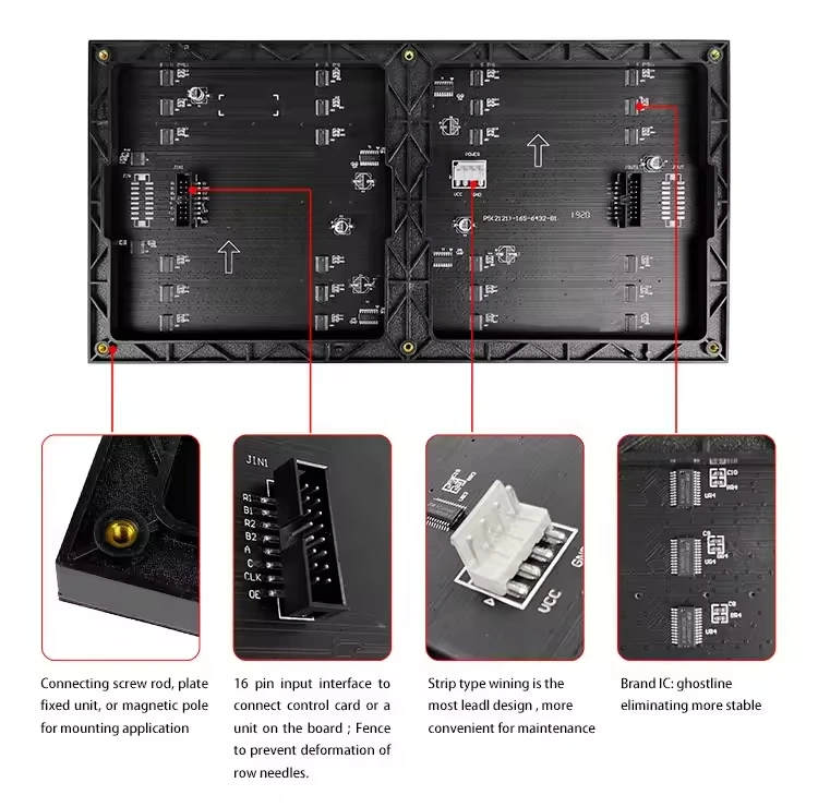 LED-Videowand-Werbetafel-Bildschirmpanel P5 SMD2121 1/16 Scan Indoor-LED-Anzeige RGB-Modul 320 * 160 mm 64 * 32 Pixel für Werbung