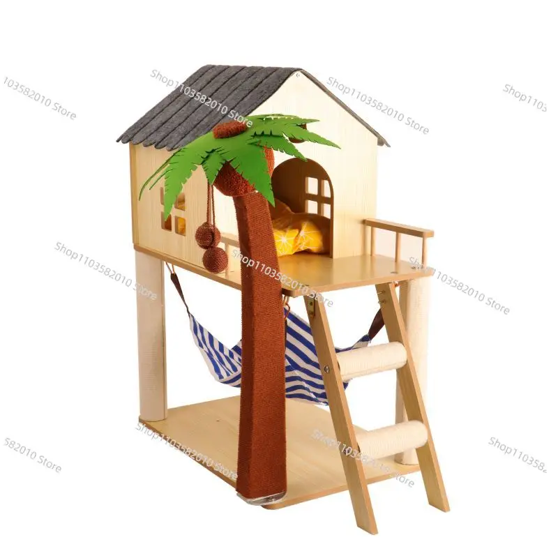 Light Luxury Wooden Cat Tree House, Modern Cat Climbing Tower with Condo, Stylish Furniture for Indoor Cats and Kittens